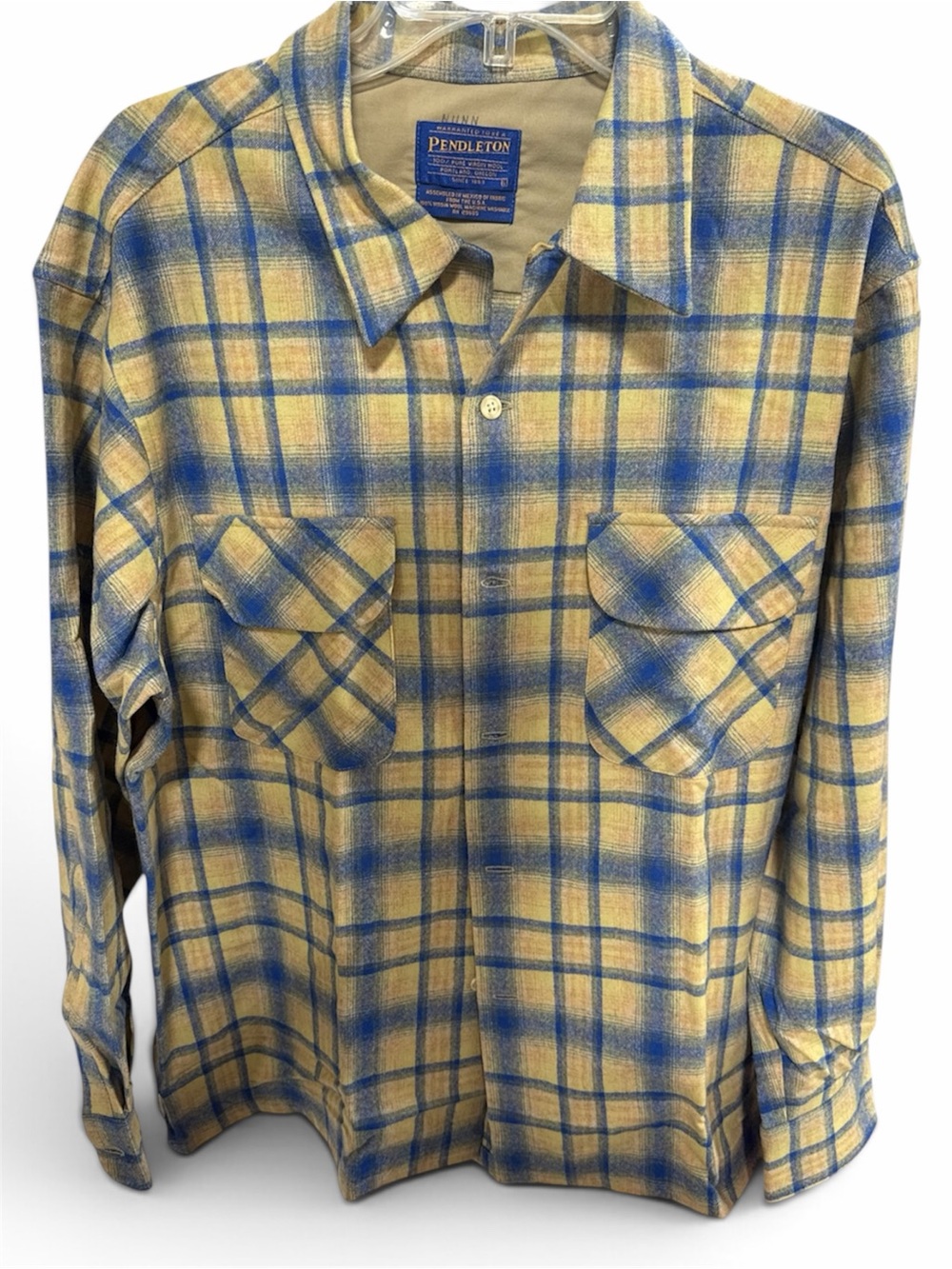 Vintage Pendleton Loop Collar Original Board Plaid Wool Shirt